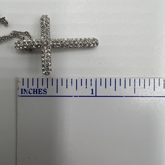 Napier Cross Necklace STERLING SILVER 18" CUBIC ZIRCONIA CROSS PENDANT Religious - Picture 9 of 9